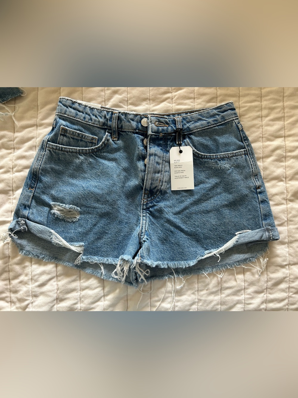 Forever 21 Blue High-Rise Distressed Denim Jeans